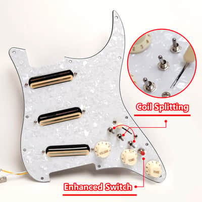 White Pearl SSS Guitar Strat Style Loaded Prewired Pickguard image 1