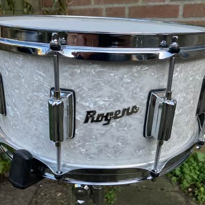 Rogers #37 Dyna-Sonic 6.5x14" Wood Snare Drum with Beavertail Lugs Reissue 2018 - 2020 - White Marine Pearl image 4