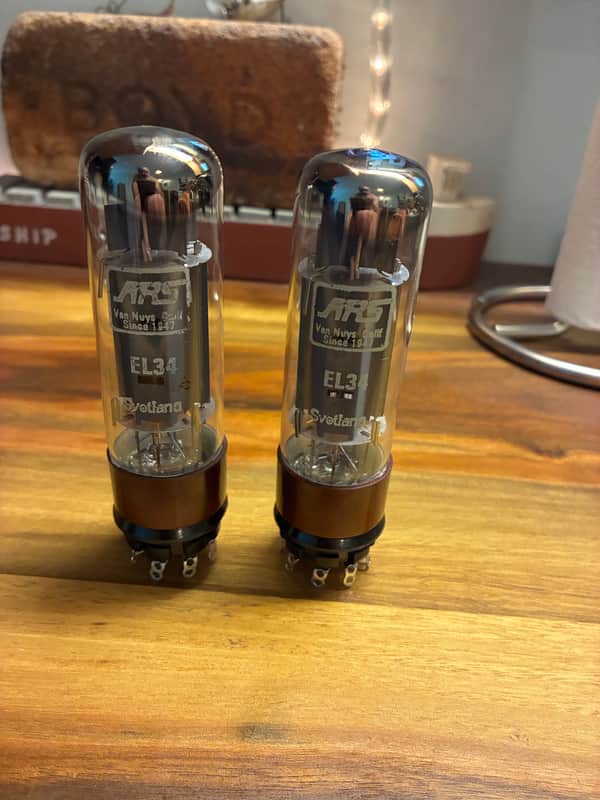 Tightly Matched Pair of Svetlana SED Winged C Pair EL34 tubes (Matched Quad Available) image 1