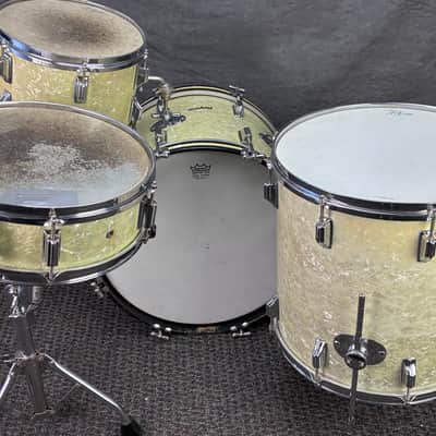 Vintage Rogers Drum Kit 12/16/20/14 Snare - White Marine Pearl image 4