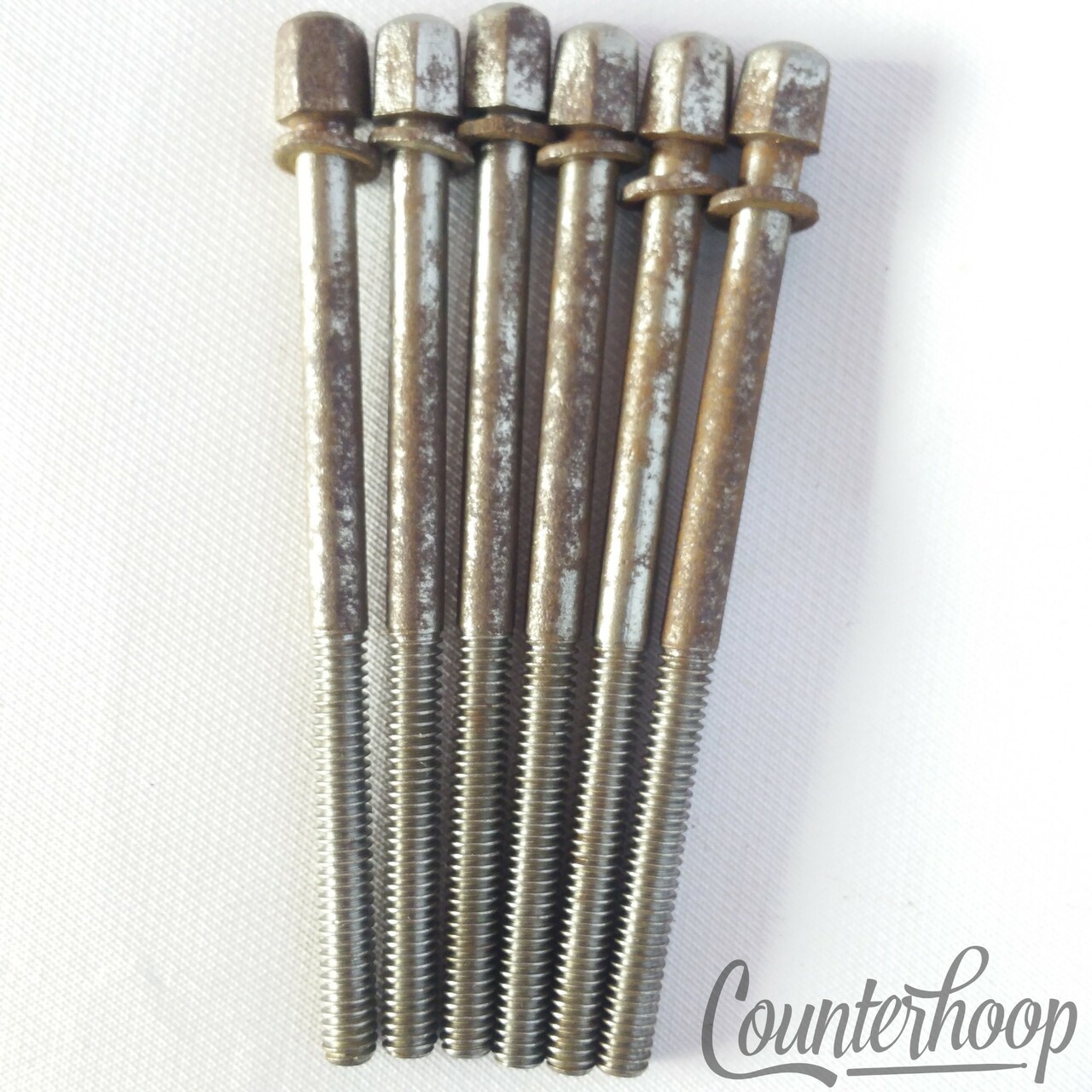 Walberg&Auge 6x 3 3/8" Hex T-Rods Tom/Snare Drum Tensioner Nickel W&A Leedy 40s — main photograph