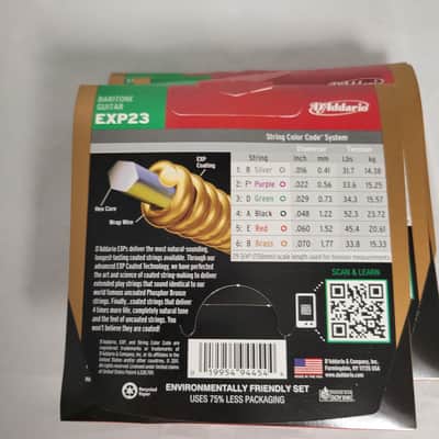 D'Addario EXP23 EXP Coated Baritone Guitar Strings 16-70 2010s - Standard imagen 2