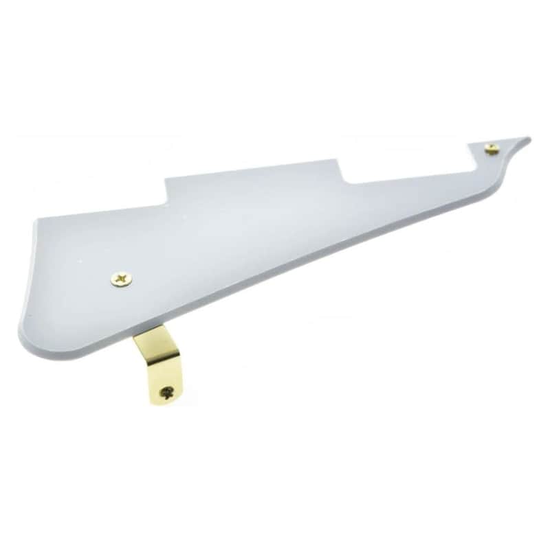 Solid White 1 Ply LP Guitar Pickguard with Gold Stainless Steel Bracket and Steel Mounting Screws for USA Les Paul