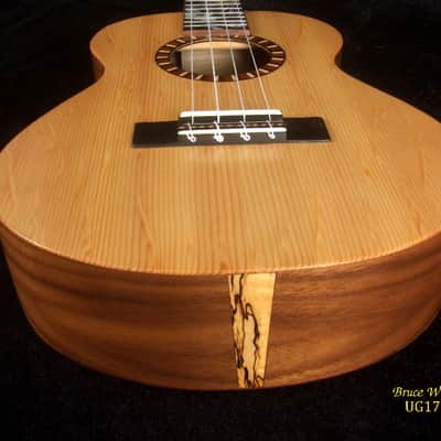 Handmade Tenor Ukulele, Solid Walnut, Bear Claw Spruce Top Tiger Inlay, Soft-bag, Bruce Wei UG17-2764 image 10