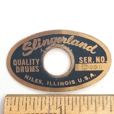 Slingerland Niles Black/Brass 1965 Serial#99230 Badge Snare/Bass Drum Sound King image 1