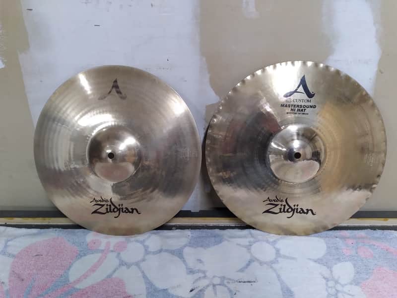 Zildjian 14" A Custom Mastersound Hi-Hat Cymbals (Pair) 1999 - Present - Brilliant image 1