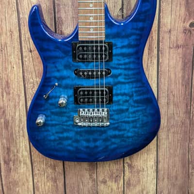 Ibanez GRX70QALTBB Left-Handed Electric Guitar – Transparent Blue Burst image 2