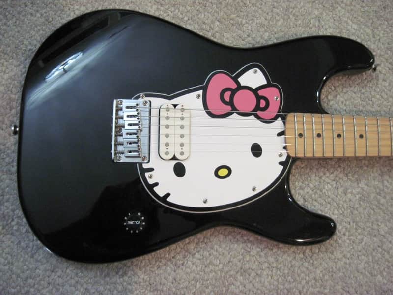 Black 2005 Fender Squier HELLO KITTY Stratocaster Guitar Full Size
