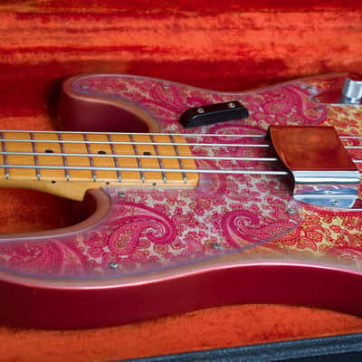 Fender  Telecaster Bass Pink Paisley Solid Body Electric Bass Guitar (1968), ser. #251376, original black tolex hard shell case. image 16