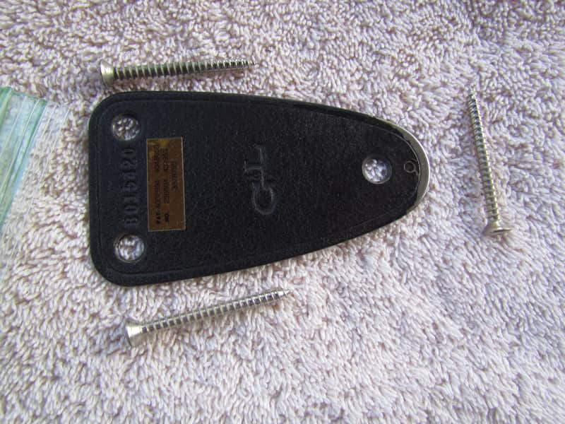 1985 G & L Neck Plate With Original Screws Excellent Condition Vintage G&L Neck Plate W/ Screws Black image 1