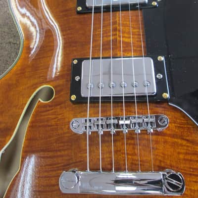 Blue Frog Made in the USA  335 Style Flametop 2014 Vintage Amber image 4