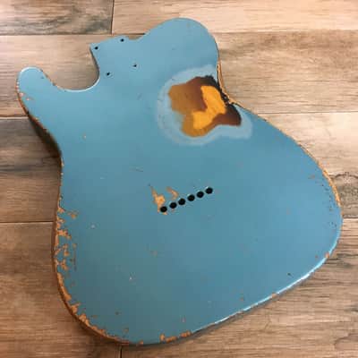 Made to Order - FRANCHIN Mars guitar body Relic Aged 100% Nitro Lacquer COLOR OVER COLOR (Butterscotch/ Sunburst/ Black/ White/ Blue/ Green/ Yellow/ Red/ Pink/ Burgundy/ Purple/ Gold/ Silver, etc.) Basswood Poplar Telecaster-Tele-T-Style Made in Italy image 9