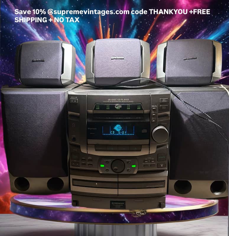 Pioneer Stereo File Receiver System 25 CD AM FM Dual Cassette