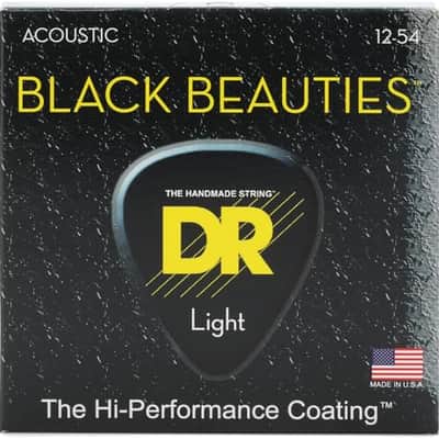 DR Strings BLACK BEAUTIES™ - BLACK Colored Acoustic Guitar Strings: Light 12-54 image 2