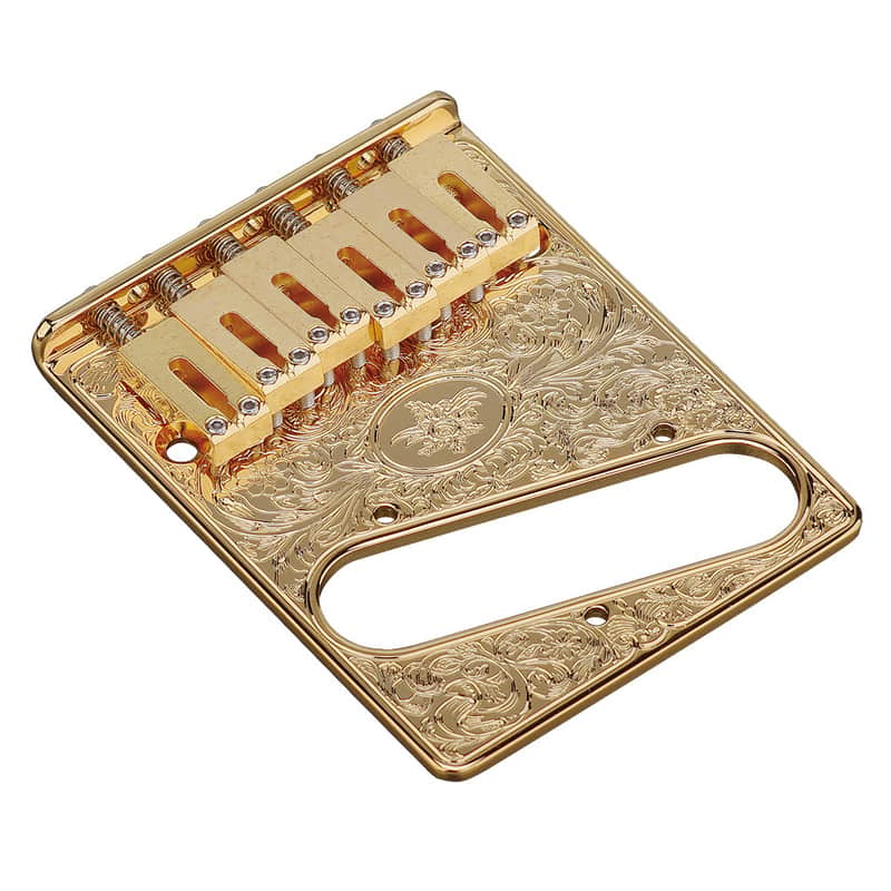 Gotoh GTC-ART-02 Engraved Adjustable Saddle Bridge for Telecaster Tele - GOLD image 1
