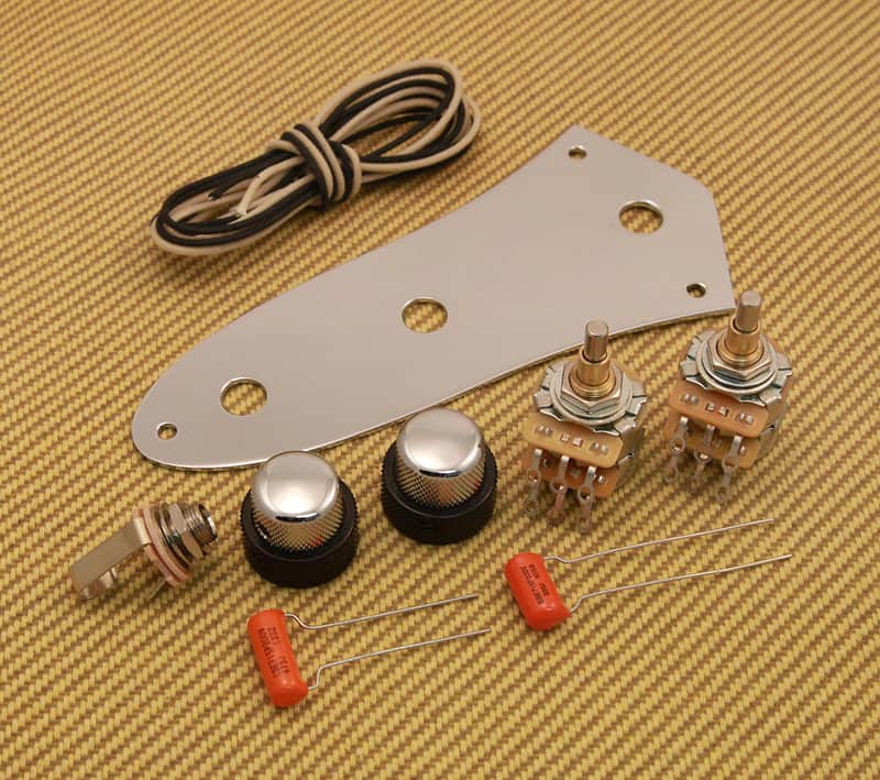 USA Stack Knob Control Assembly Kit for Fender '62 J Jazz Bass SKB-KIT  Chrome Control Plate image 1