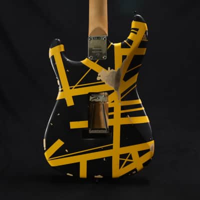 EVH Striped Series Frankenstein Frankie Electric Guitar - Black with Yellow Stripes, Relic 107 image 5