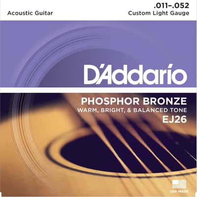 D'Addario EJ26 Phosphor Bronze Acoustic Guitar Strings, Custom Light, 11-52