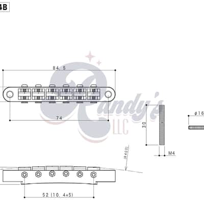 Gotoh GE104B Nashville Tune-O-Matic Bridge w/ M4 Posts - Fits Gibson®-Black image 5