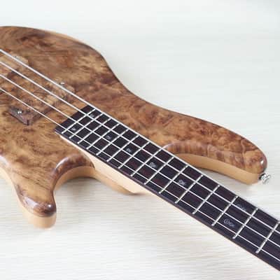 Custom 4 String Electric Bass, Burlwood Top Ash Body, Maple Neck, 24 Frets Fingerboard image 3