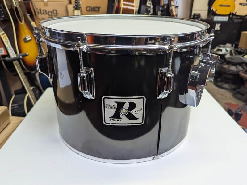 Closet Find! 1970s Rogers Black Wrap 10 x 14" Concert Tom - Looks And Sounds Great! image 1