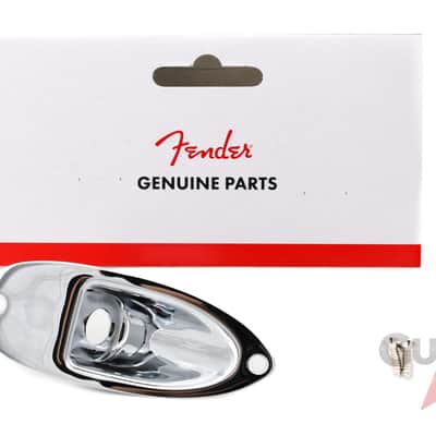 Genuine Fender CHROME Stratocaster/Strat Guitar Input Output Jack Plate Cover image 3