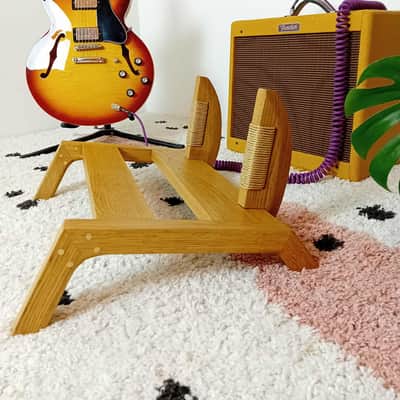 Lakefront Walnut-Dyed Amp Stand: Handmade Solid Wood Guitar Amplifier Stand with Danish Cord detail 2025 - walnut image 4