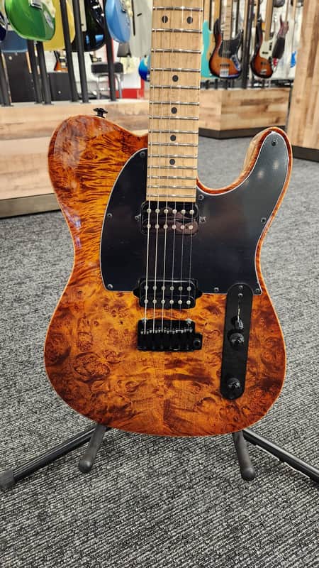 Suhr Firehouse Exclusive Modern T Waterfall Burl Maple, Copperhead Burst w/ Case image 1