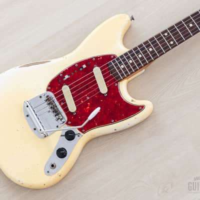 1965 Fender Mustang Vintage Offset Guitar Olympic White w/ Case image 1