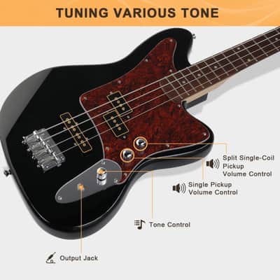 New 2022 Glarry GIB Bass Guitar 4 String Red Pearl Guard w/20W Amplifier Black image 4