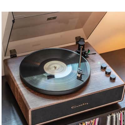 Crosley CR6046A 2-Speed Stave Turntable Record Player - Walnut and Gold-NEW image 9