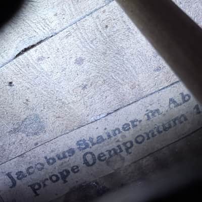 Antique Jacobus Stainer-Style Full-Size Violin – 1635 Label, Bow & Case Antique Jacobus Stainer-Style Full-Size Violin – 1635 Label, Bow & Case Unknown  - warm amber-brown finish, attractive figured maple back and sides image 17