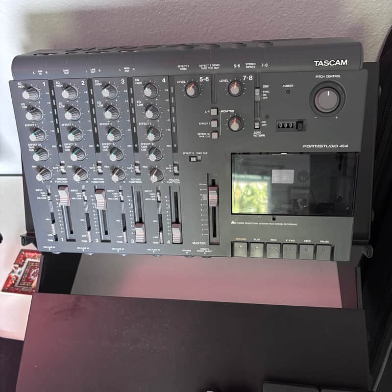 TASCAM Portastudio MK I 414 4-Track Cassette Recorder 1990s Blue + Original Owner’s Manual image 1