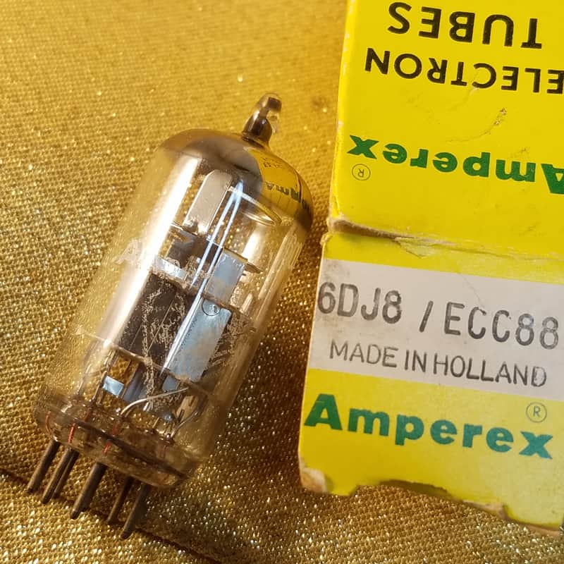 Amperex 6DJ8 tNOS AT1000 TESTED Balanced! PI Vacuum Tube Heerlen Small Halo Getter GA7 GAA GAC Bugle Boy T4bb ECC88 dual triode 1962-1968 image 1