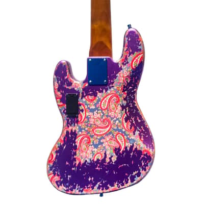 NEW DHATARATTHA CUSTOM GUITARS J-BASS 5-STRING - PURPLE/PAISLEY RELIC - NAMM 2025 image 4