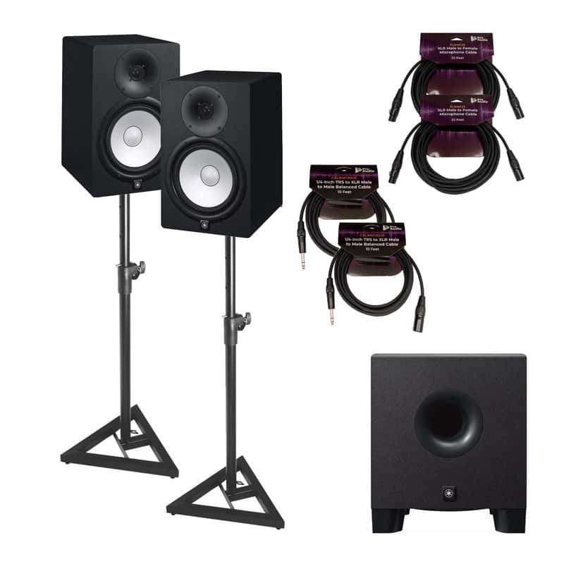 Yamaha HS8 120W Studio Monitor Speaker (Pair) with HS8S 150W Powered Sub Bundle image 1