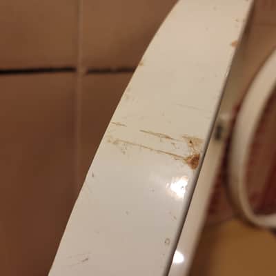 Vintage Tama Superstar 22" Piano White bass drum hoop, pair image 18