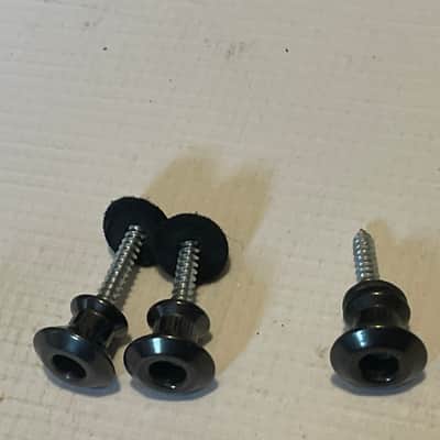 Used Jim Dunlop Electric Guitar Black Strap Lock Buttons Set Lot of 3 image 2