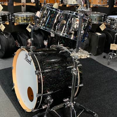 ~NEW~ Pearl STS924XSP/C316 Session Studio Select Birch/Mahogany Hybrid 4-Piece 10/12/16/22 Drum Kit Set in Black Halo Glitter Lacquer image 4