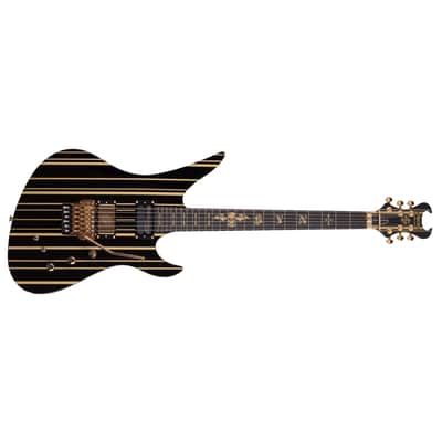 Schecter Synyster Custom-S Signature Electric Guitar - Ebony Fingerboard, Gloss Black w/ Gold Stripes image 4