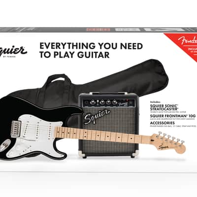 Squier Sonic® Stratocaster® Electric Guitar Pack, Maple Fingerboard, Black, Gig Bag, 10G - 120V image 10
