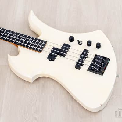 1989 BC Rich Mockingbird Bass MB-857 Vintage PJ Bass Snow White, Japan image 10