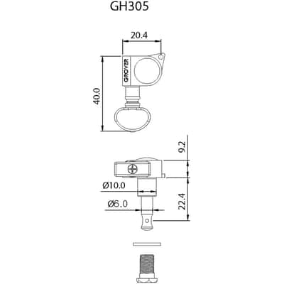Genuine Grover 305C Mid-size Rotomatic 18:1 3x3 tuners, Chrome image 5