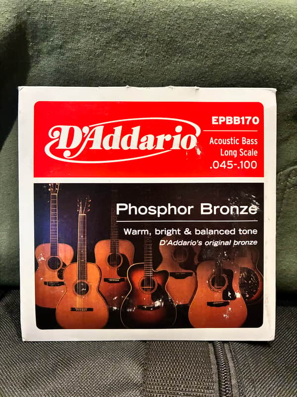 D'Addario EPBB170 Phosphor Bronze Long Scale Acoustic Bass Strings, 45-100