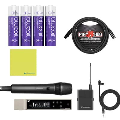 Mint Sennheiser Combo Wireless Handheld & Lavalier Microphone System Bundle with 10ft Pig Hog Mic Cable, 4 AA Batteries & Polishing Cloth â€“ EW-D ME2/835-S (R4-R9), Clear Digital Audio, UHF Transmission image 8