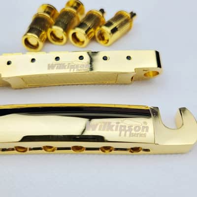 Wilkinson WOGT1 & WOGB2 Tune-O-Matic Bridge for LP Guitar (Bridge & Tailpiece) - Gold (Fast Free US Shipping!) image 3