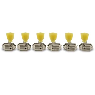 Kluson KVD-3-NPKDR Per Side Vintage Diecast Series Tuning Machines -Nickel w/Plastic Keystone Button image 1