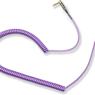 Premium Guitar Coil Cable 20 Feet, Instrument Coiled Curly Cord for Guitar Bass, 1/4 inch Right Angle to Straight, Purple image 3