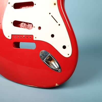1994 Squier Stratocaster Ferrari Red Guitar Body w/ Pickguard image 11