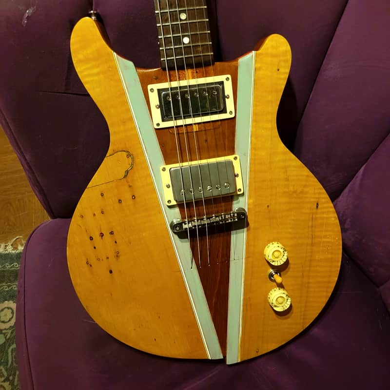 Gibson  Les Paul Jr  1959 Modded Maple Top With Brazilian Rosewood Inserts Painted Blue And Orange With Added Old Growth Flame Maple Cap Odd Ball Conversion image 1